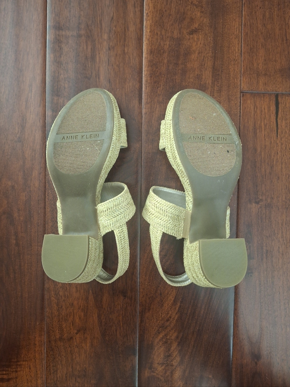 ANNE KLEIN "Padrino" Natural Woven Raffia Slingback Sandals - Size 7 - Picture 4 of 9